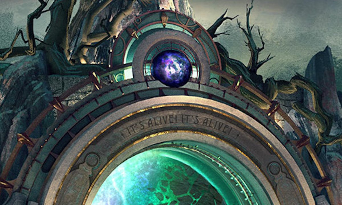 Dark Universe portal inscription concept art for Epic Universe