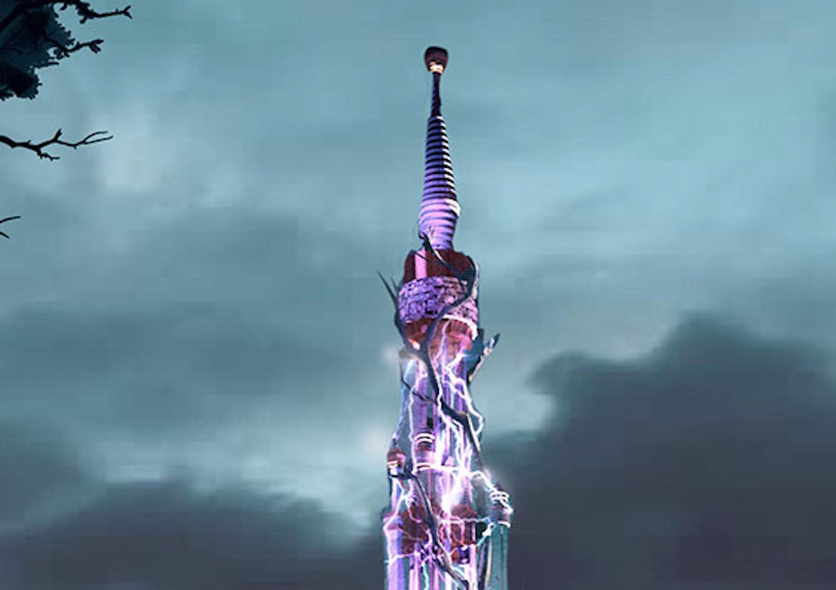 Dark Universe portal weather vane concept art for Epic Universe