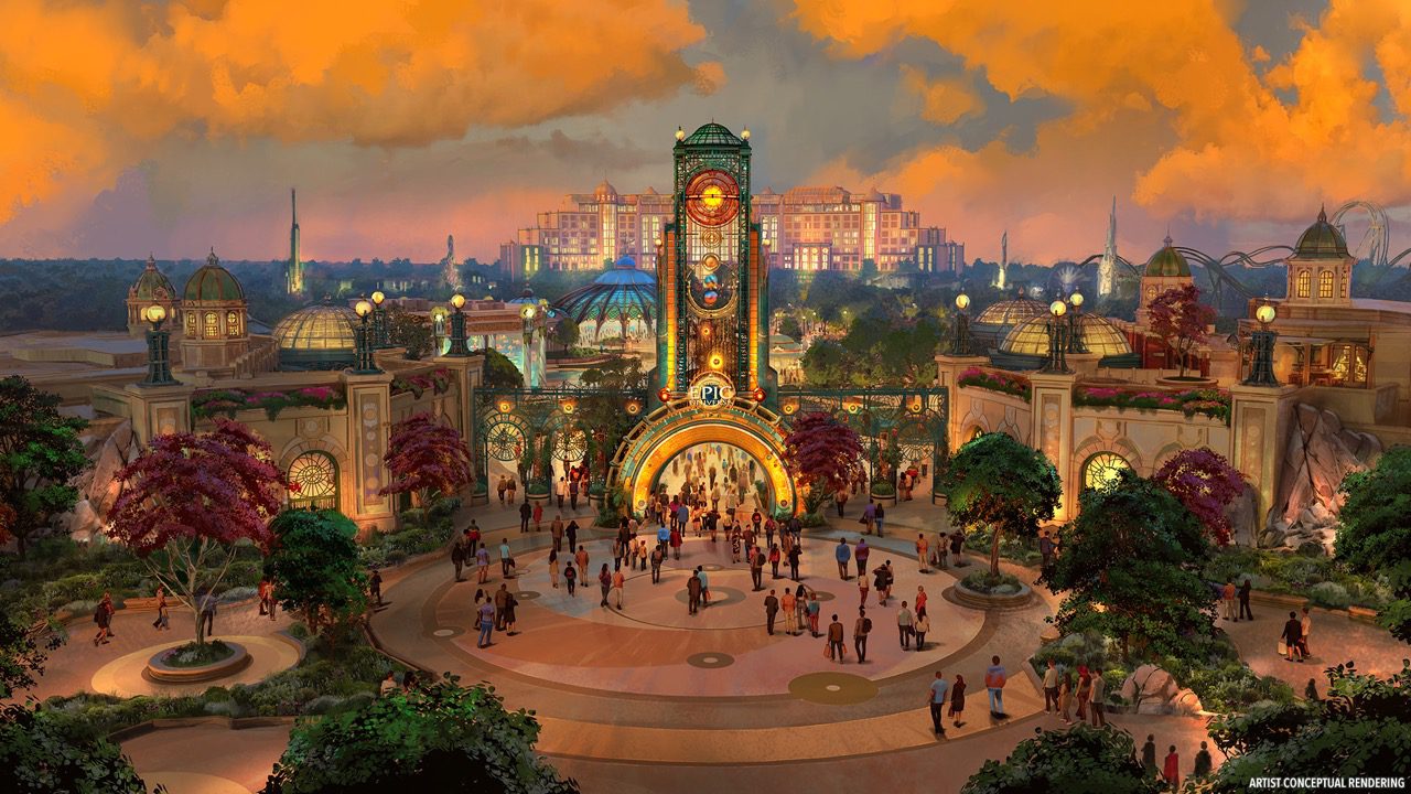 Epic Universe park entrance concept art