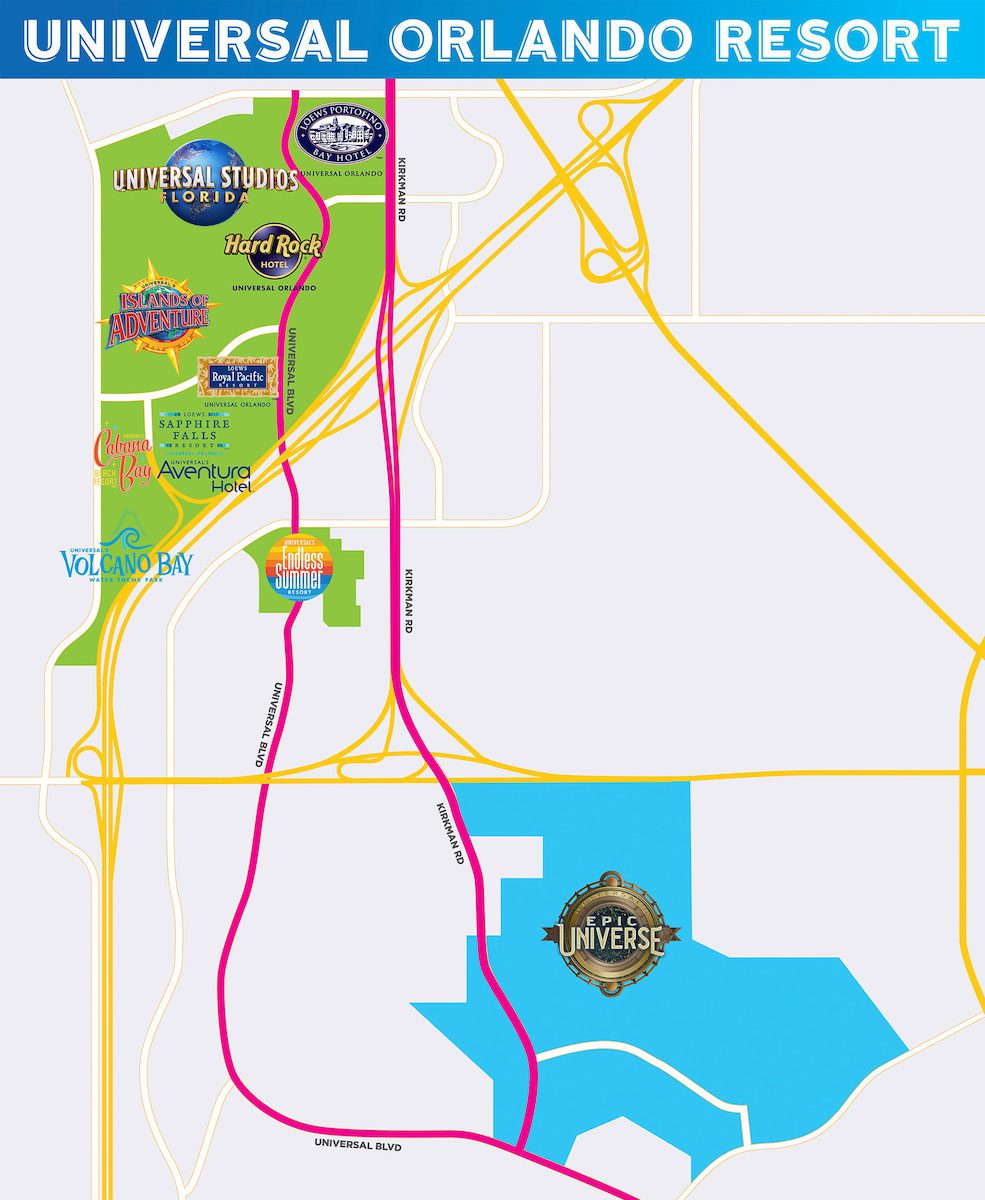 Universal Orlando Resort map with Epic Universe