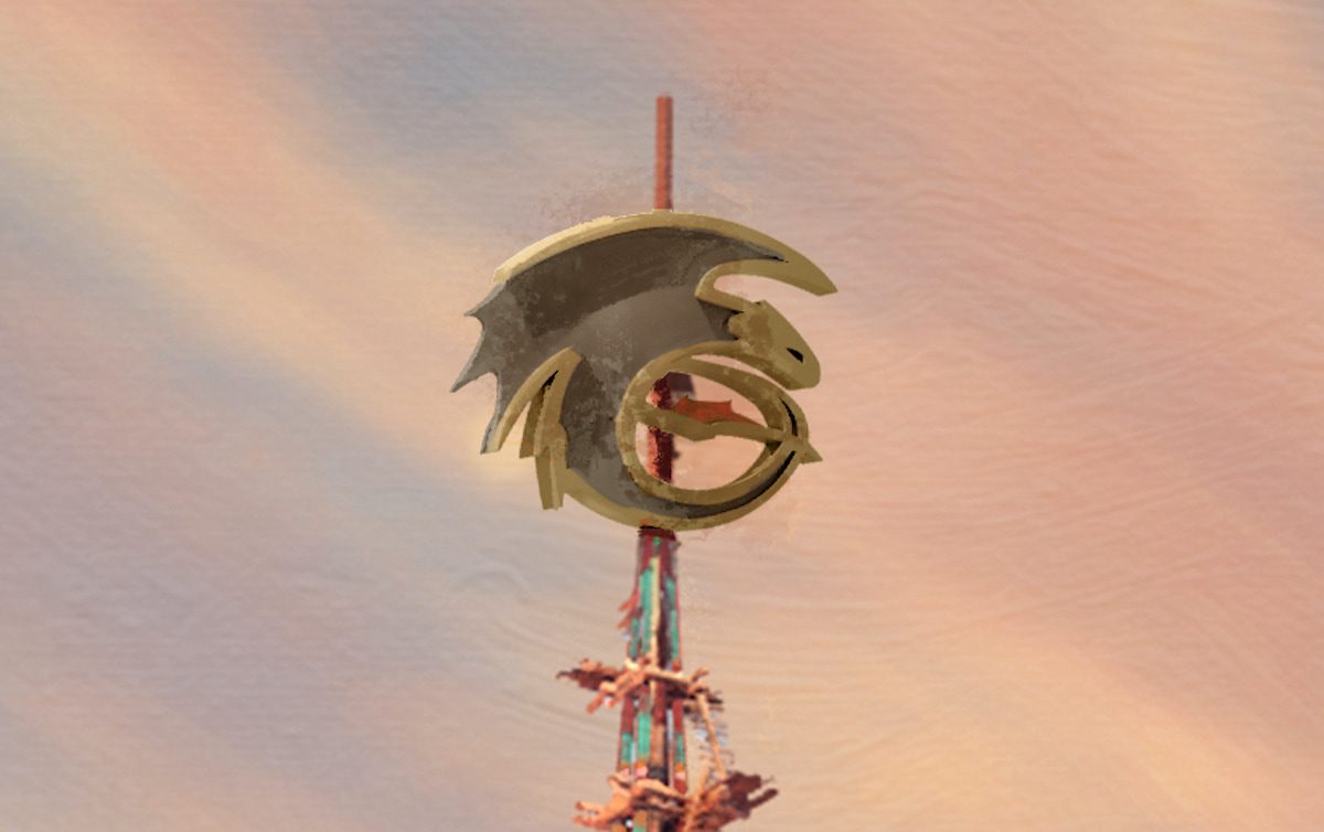 Isle of Berk portal weather vane concept art for Epic Universe