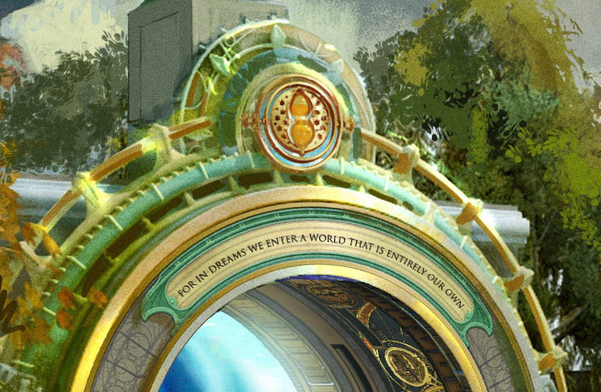 Wizarding World portal inscription concept art for Epic Universe