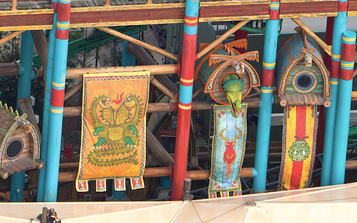 Dragon Racer's Rally banners and dragon houses