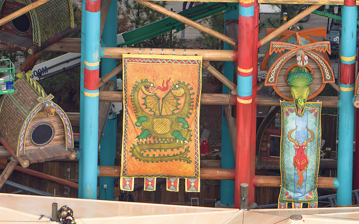 Dragon Racer's Rally banners and dragon houses