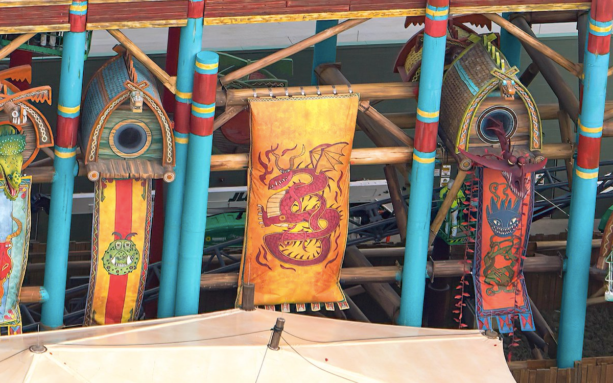 Dragon Racer's Rally banners and dragon houses