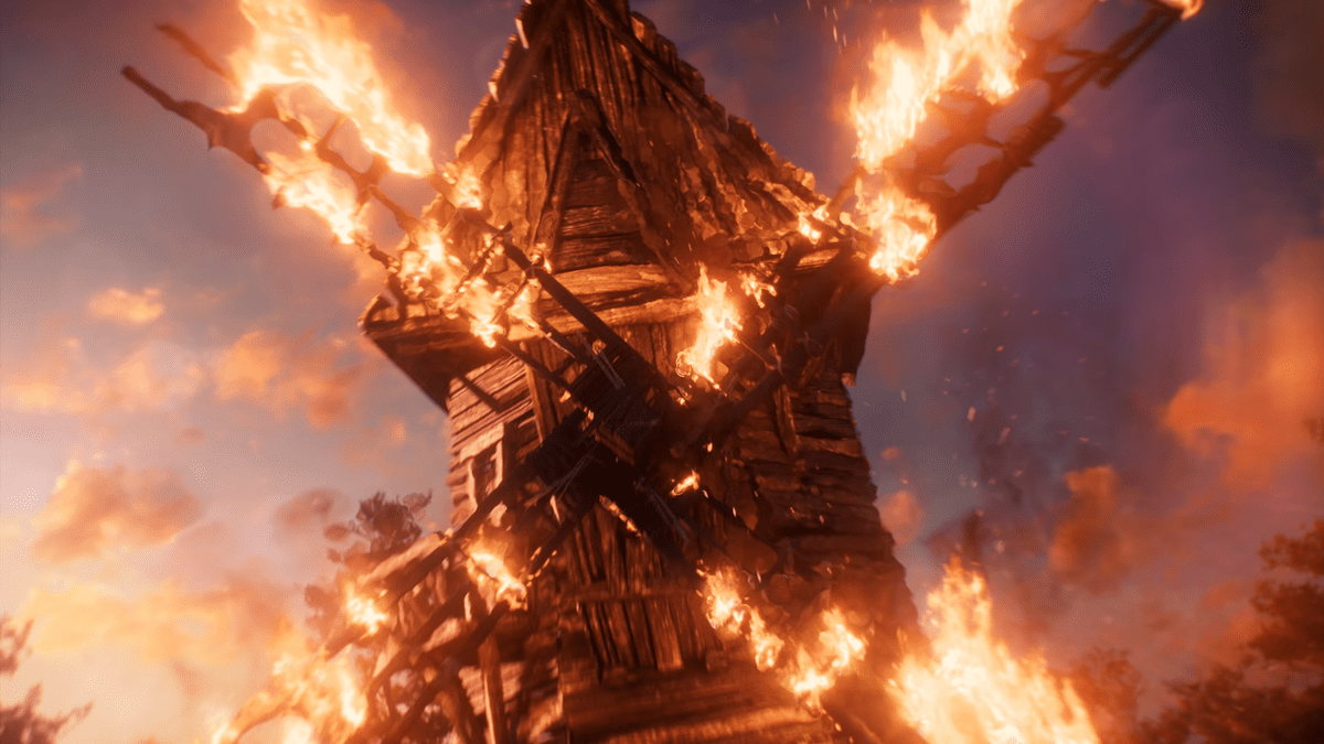 The Burning Blade Tavern, Dark Universe, Epic Universe, Frankenstein windmill fire