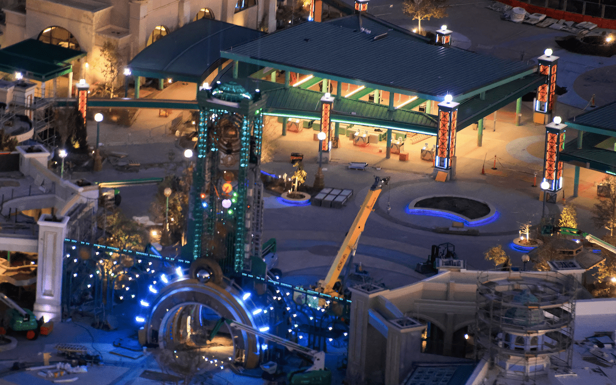Epic Universe Chronos at night