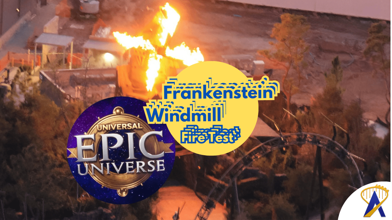 Frankenstein windmill fire test Epic Universe