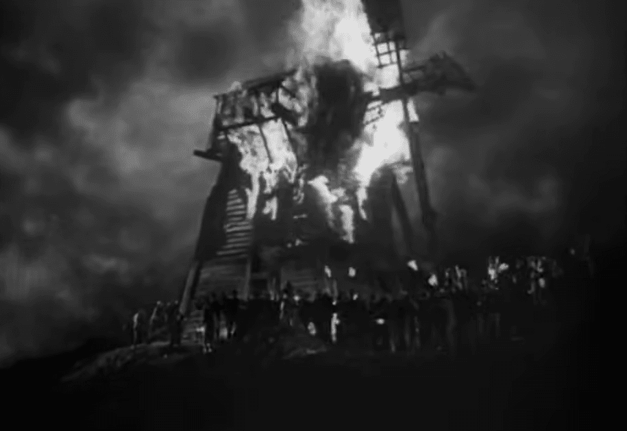 Frankenstein windmill on fire 1931
