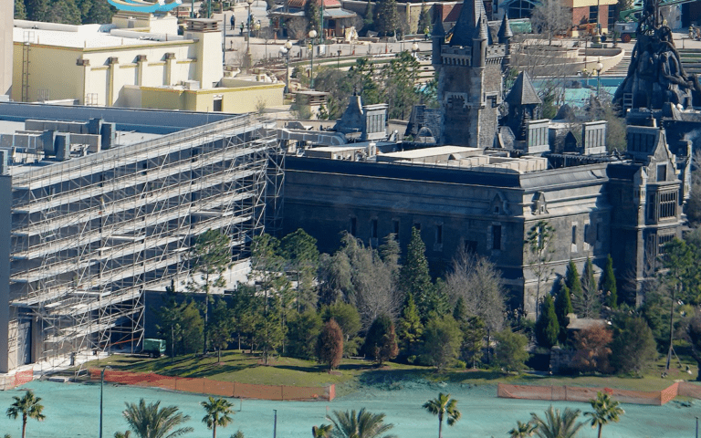 Epic Universe construction update: Frankenstein Manor show building exterior will be themed