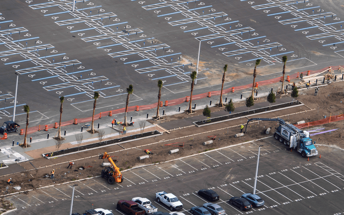 Epic Universe parking lot walkway
