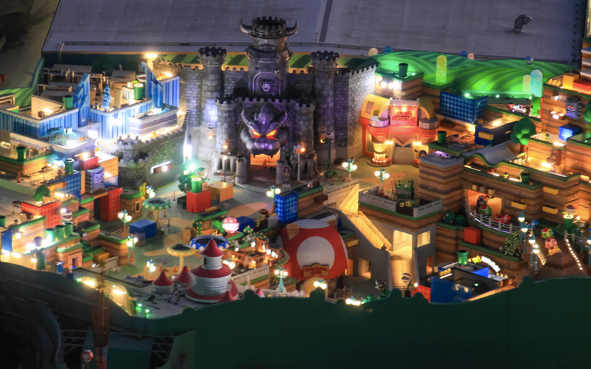 Super Nintendo World at night