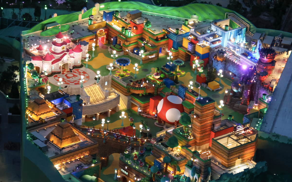 Super Nintendo World at night