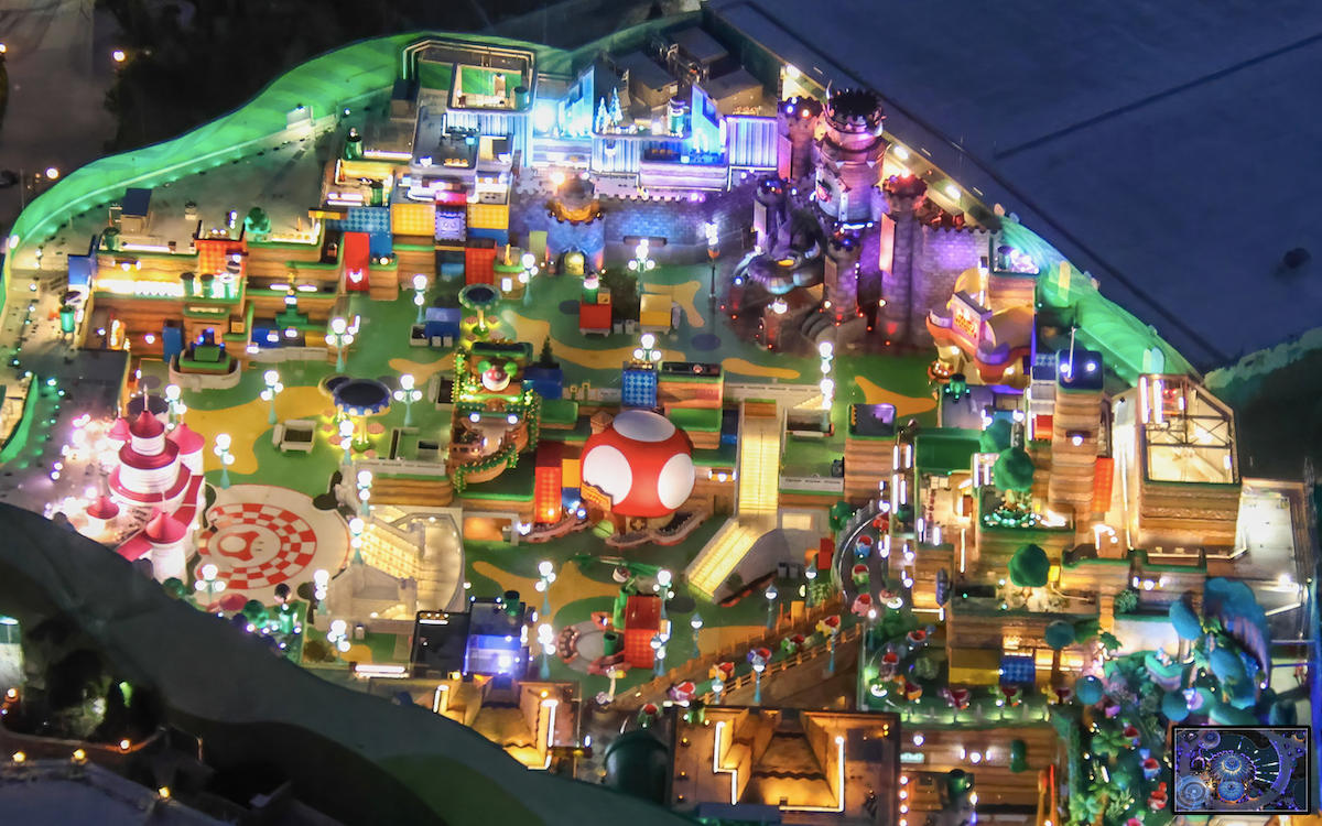 Super Nintendo World at night